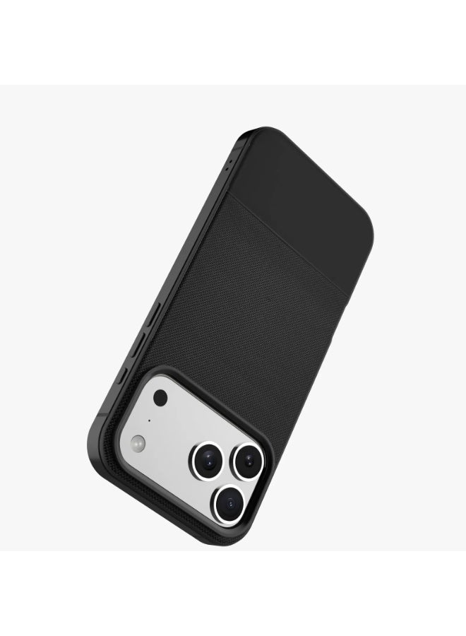 LEVELO iPhone 17 Pro MagSafe Case Cuir With Comfortable Grip & Premium PU Leather / Shock-Resistant Bumper / Aluminum Alloy Frame for Camera & Buttons / Strong Magnets - Phantom Black - Image 5