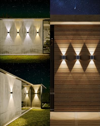 KIALUSH Solar Wall Lights Outdoor 6500K 3000K 4 Pack 1500mAh Wall Lights Solar Powered IP65 Outdoor Up and Down Solar Lighting for Wall - Image 3