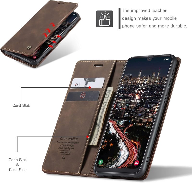 Cracedily Case for Samsung Galaxy A50 Case, Premium Leather Flip Wallet Case with Card Slots and Horizontal Stand Function Magnet Coque Cover Protective Case for Samsung Galaxy A50,Brown - Image 2
