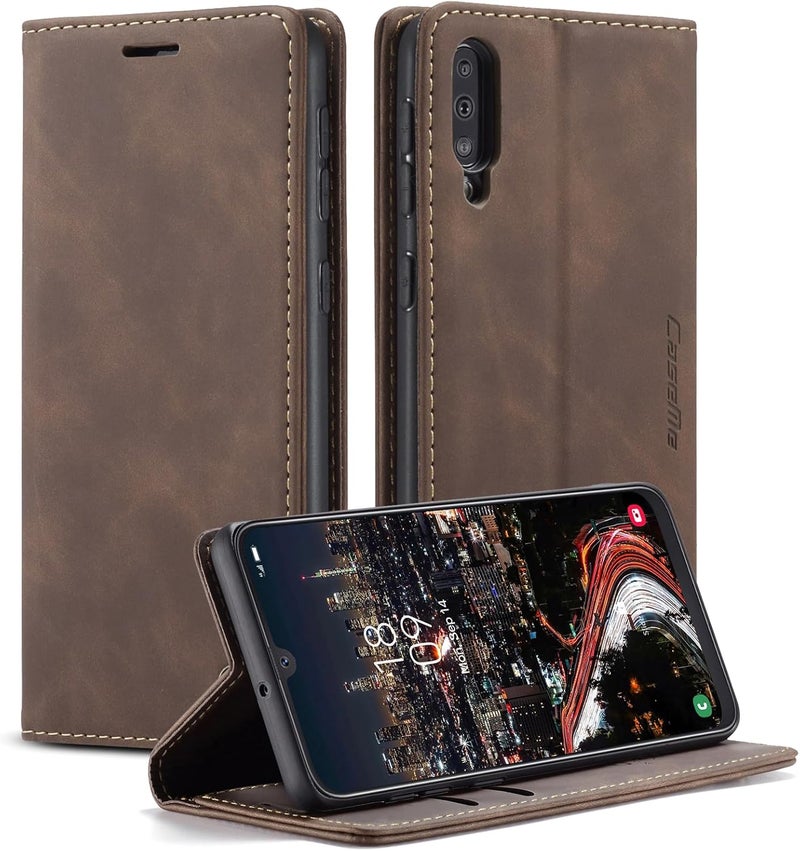 Cracedily Case for Samsung Galaxy A50 Case, Premium Leather Flip Wallet Case with Card Slots and Horizontal Stand Function Magnet Coque Cover Protective Case for Samsung Galaxy A50,Brown - Image 1