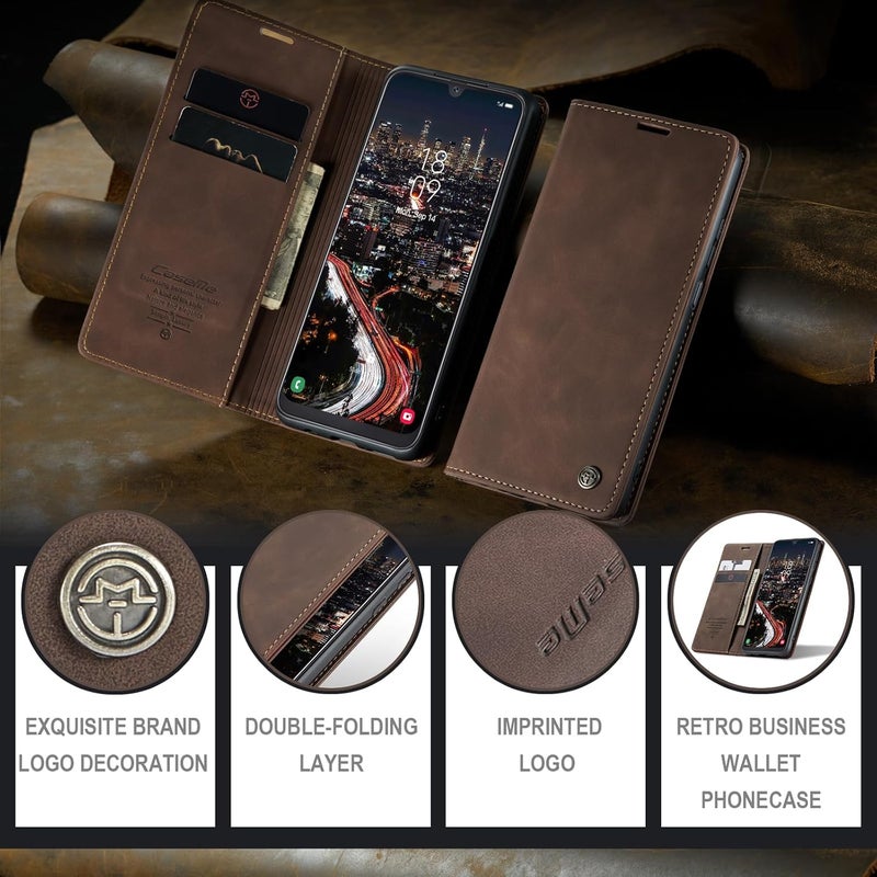 Cracedily Case for Samsung Galaxy A50 Case, Premium Leather Flip Wallet Case with Card Slots and Horizontal Stand Function Magnet Coque Cover Protective Case for Samsung Galaxy A50,Brown - Image 3