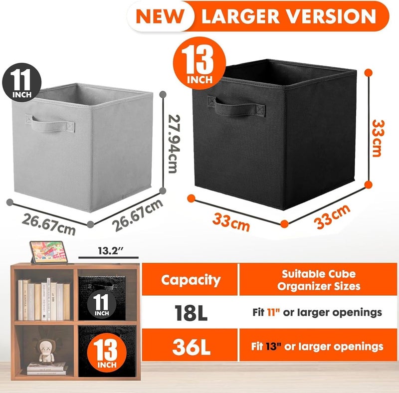 PowerKing Cube Storage Boxes, Foldable Fabric Storage Bins And Cloth Storage Organizer Drawer For Shelves, Closet And Toys Storage, 13 X 13 X 13 INCH - Image 5