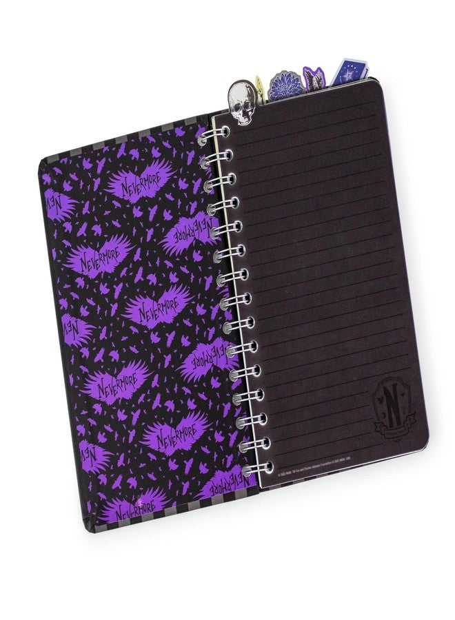 Silver Buffalo Addams Family Wednesday 5-Tab Spiral Notebook with 75 Sheets | Bound Sketchbook Journal, Stationery Paper | 5 x 8 Inches - Image 2
