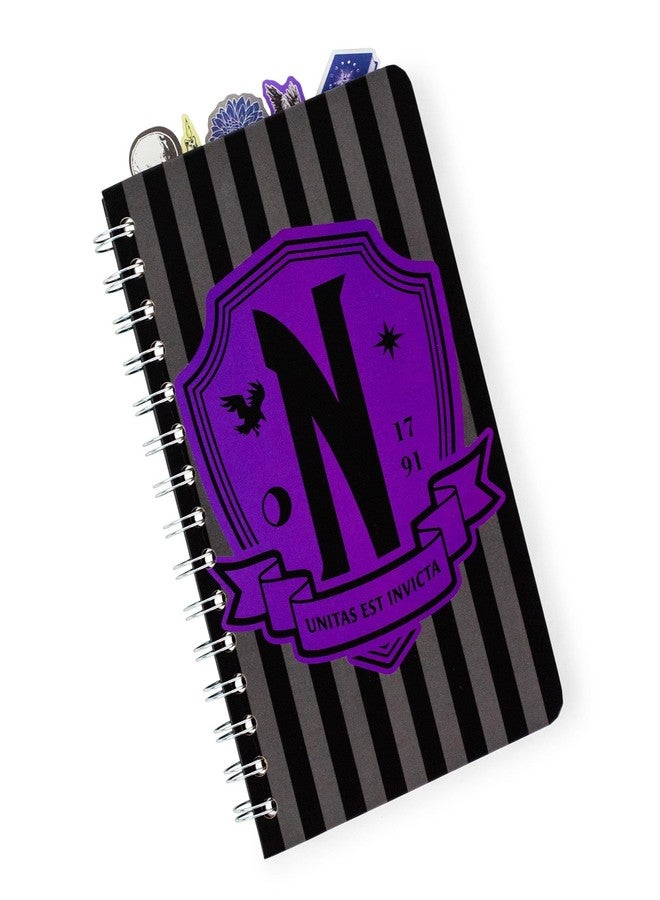 Silver Buffalo Addams Family Wednesday 5-Tab Spiral Notebook with 75 Sheets | Bound Sketchbook Journal, Stationery Paper | 5 x 8 Inches - Image 1