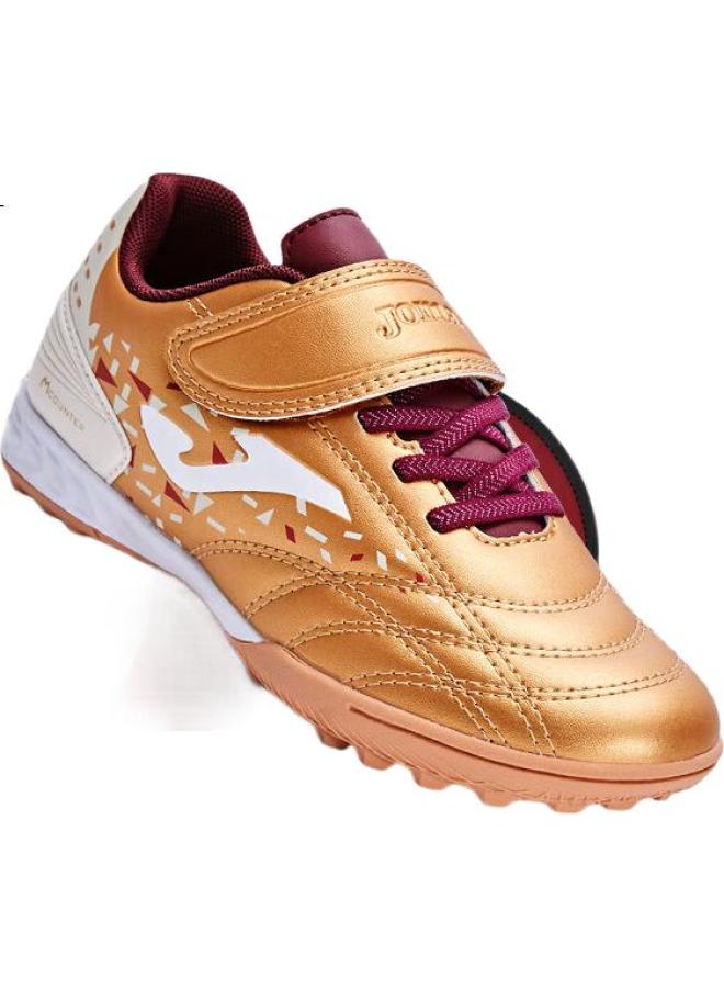 Joma Children'S Soccer Shoes, Tf Turf Studs, Youth Elementary School Students, Artificial Grass Field Soccer Training Shoes, White And Orange, Size 34 - Image 2