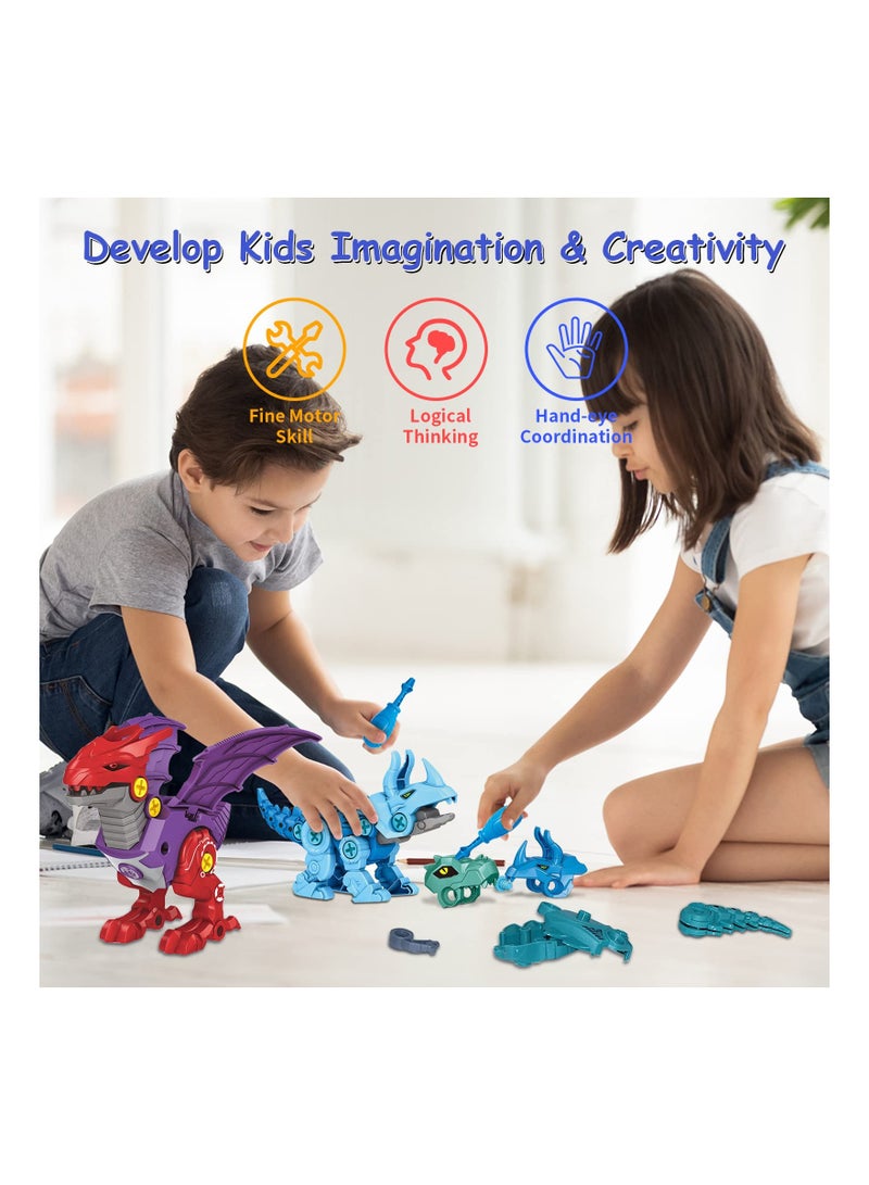 Dinosaur Toys, 5 in 1 Take Apart Dinosaur Educational Transforming Toys, Dinosaur Building Toys, Dinosaur Learning Toys Construction Building Sets, DIY Transform into Robot Toys for Birthday - Image 2