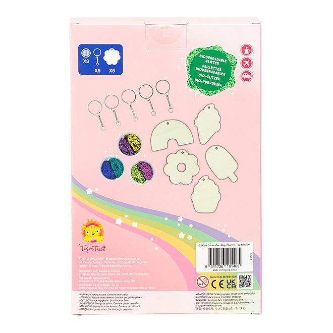 Tiger Tribe Glitter Goo Bag Charms for Kids 5 , Eco-Friendly Non-Toxic Mess-Free Crafting, 6 Colors, Dimensions 15.5x3.5x24cm - Image 2