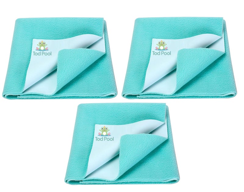 Tod PooL حامي سرير تويد بول القابل للتنفس | فليس مضاد للتكتل عالي الامتصاص قابل للغسل | ورقة مقاومة للماء سريعة الجفاف | حامي سرير للأطفال والبالغين (3، أخضر بحري، حجم سرير مزدوج (260x200 سم)) - Image 1