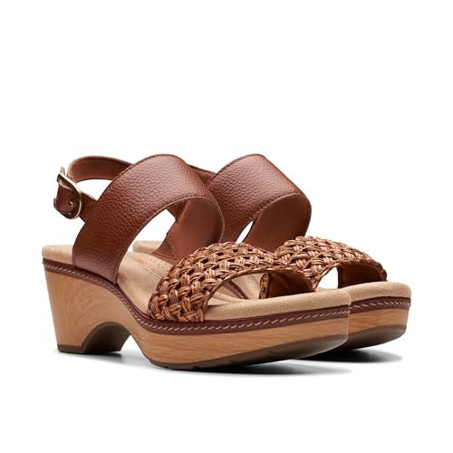 Clarks Women's Seannah Step Wedge Sandal, Tan Leather, 8 - Image 5