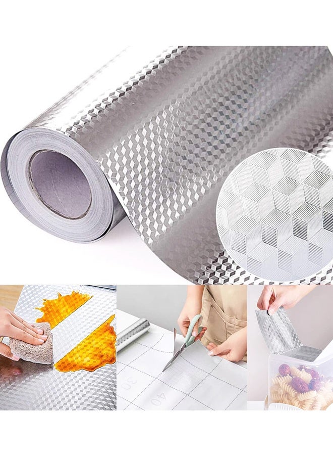 Kitchen Backsplash Wallpaper,Waterproof Oil-Proof Peel and Stick Aluminum Wallpaper Shelf Stickers for Kitchen Countertop Cabinet Drawer (15.7''x118'') - Image 1