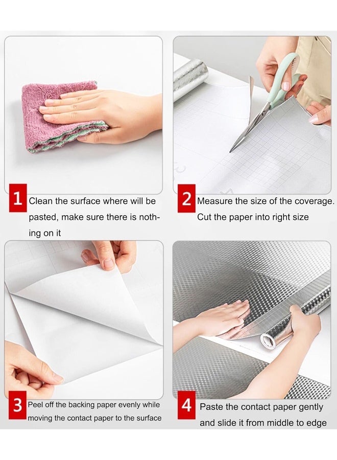 Kitchen Backsplash Wallpaper,Waterproof Oil-Proof Peel and Stick Aluminum Wallpaper Shelf Stickers for Kitchen Countertop Cabinet Drawer (15.7''x118'') - Image 3