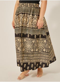 Plus Size Printed S-Line Maxi Skirt with Elasticated Waistband - pzsku/Z44D69487AE4B7AA9C5D1Z/45/_/1739732117/e0125355-1721-417b-beed-e232648ad931