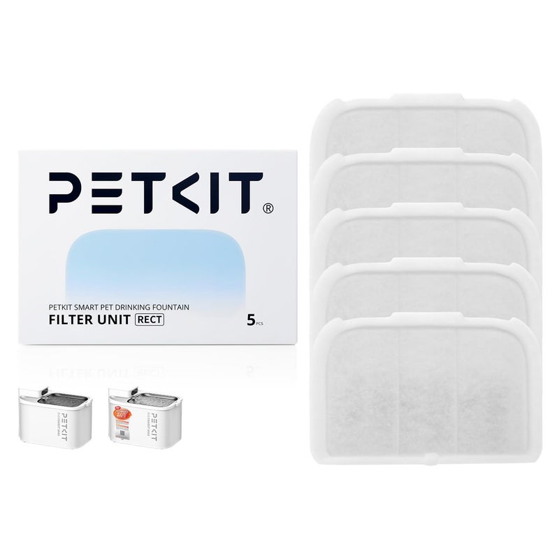 PETKIT Filter Unit Rect for EVERSWEET MAX Cordless Water Fountain, Replacement for 105 fl oz/3L Automatic Cat Fountain, 5 pack - Image 1