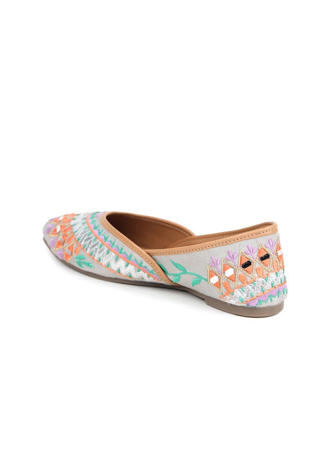 She Zone Embroidered Grey Mojaris for Women - Image 3