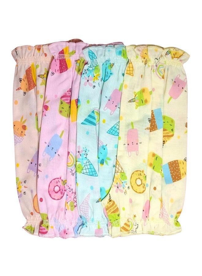Tiny Blooms Baby Bloomers Combo | Soft Cotton Elastic Bottom Wear for Newborns (6-12 Months) | Multicolor Printed Infant Shorts | Unisex Baby Diaper Cover - Pack of 4 - Image 1