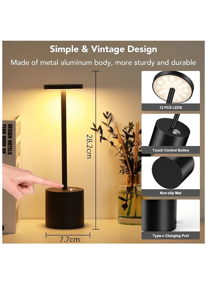 Generic - LED Table Light Cordless Desk Lamp USB Battery Rechargeable Black - Image 1
