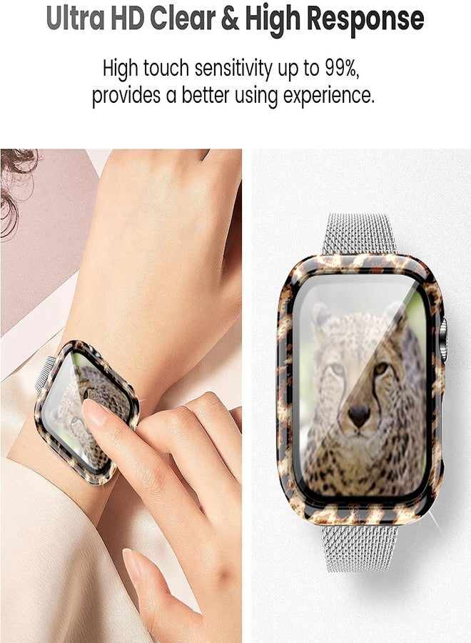 Yrzper Compatible with Apple Watch SE Series 6 5 4 3 2 1 40mm 44mm 42mm 38mm Leopard/Floral Hard PC Case Tempered Glass Screen Protector Cover Resistant Impact Resistant Protective (Leopard1, 40mm) - Image 2