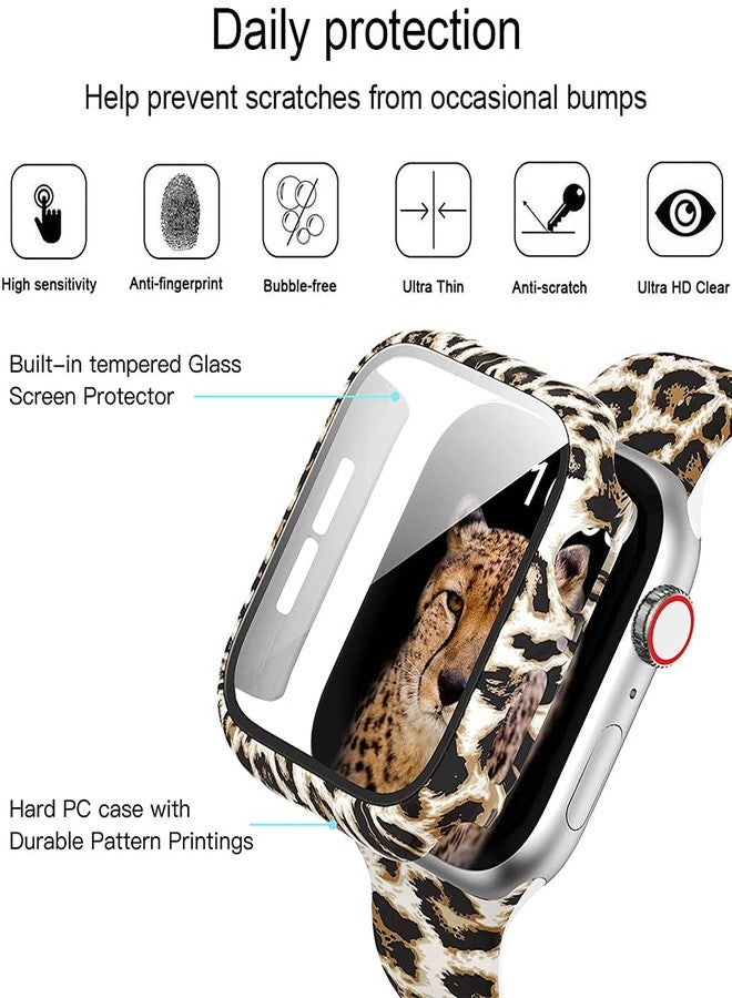 Yrzper Compatible with Apple Watch SE Series 6 5 4 3 2 1 40mm 44mm 42mm 38mm Leopard/Floral Hard PC Case Tempered Glass Screen Protector Cover Resistant Impact Resistant Protective (Leopard1, 40mm) - Image 4