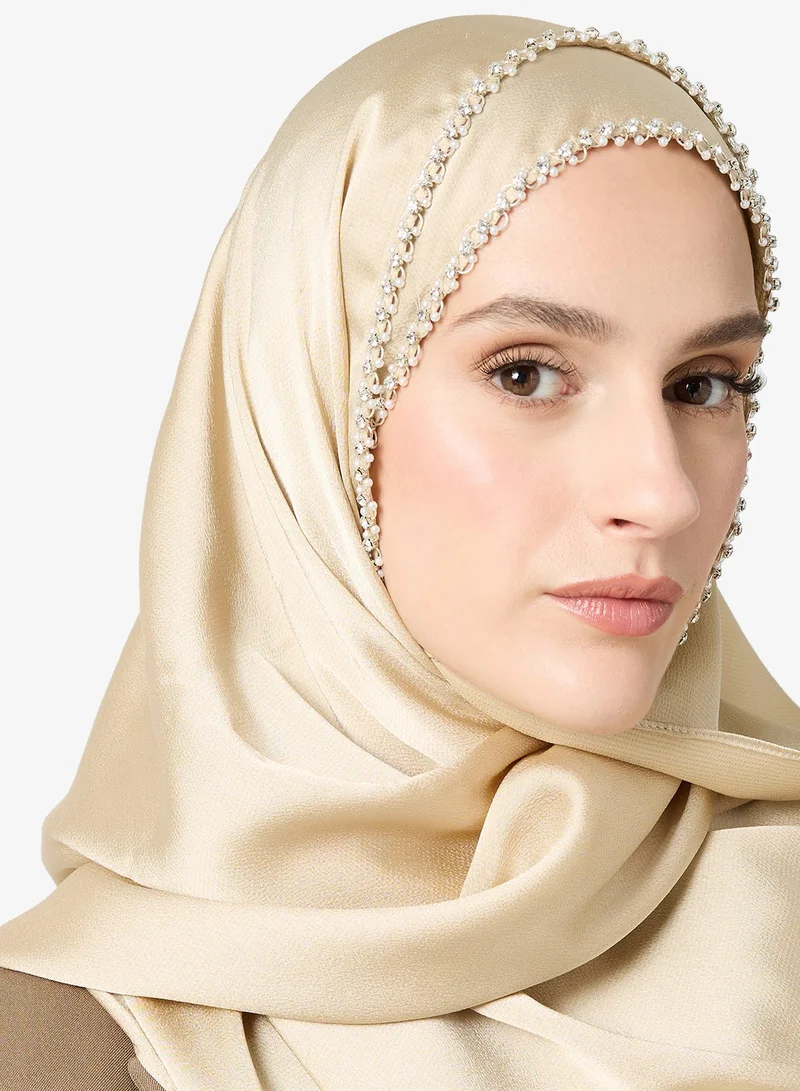 Khizana  Classic Embellished Silver Detail Modest Hijab Headscarf for Women | Best Price UAE
