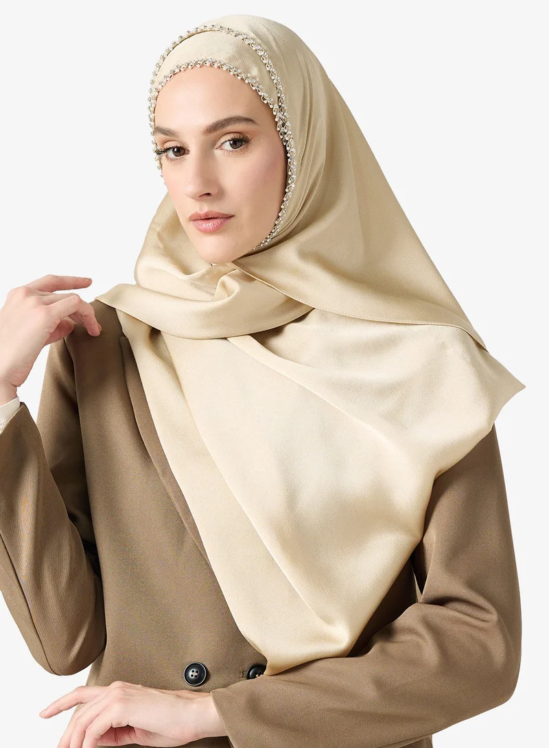Khizana Classic Embellished Silver Detail Modest Hijab Headscarf