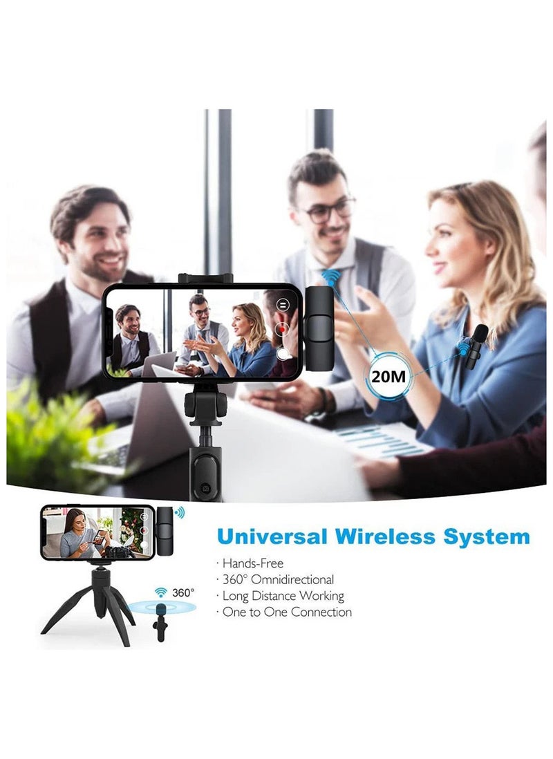 BSNL ميكروفون لافاليير لاسلكي من BSNL، ميكروفون صغير محمول لتسجيل الصوت والفيديو لهاتف iPhone وفيسبوك ويوتيوب والبث المباشر للألعاب، باللون الأسود - Image 3