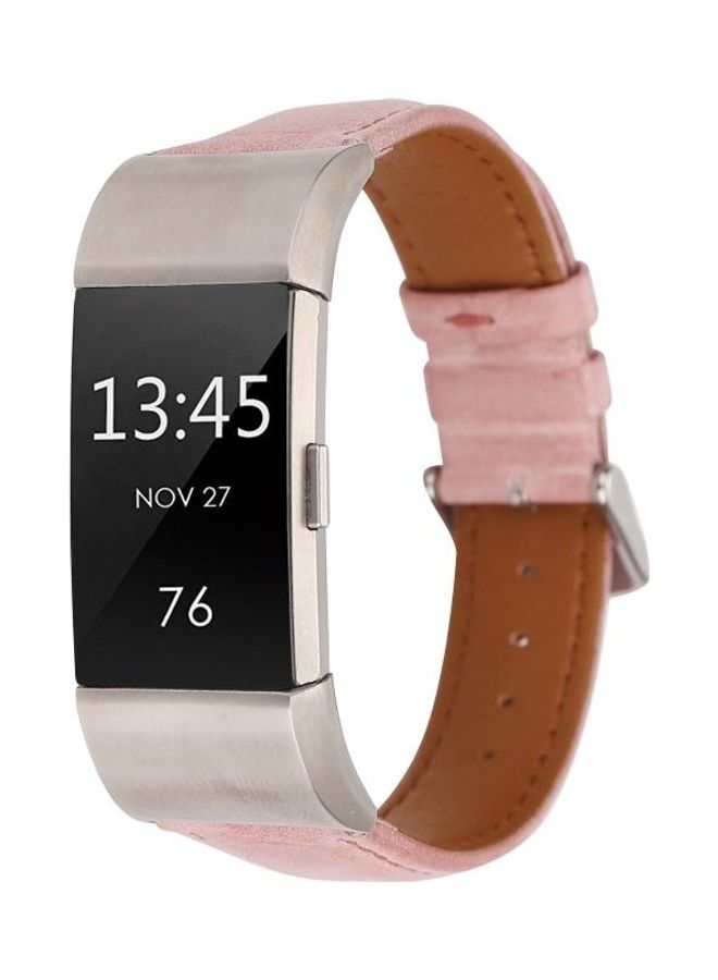 بي جي إم سوار بديل من الجلد بتصميم جديد، مناسب لساعة فيتبيت تشارج 2 وردي - Image 2