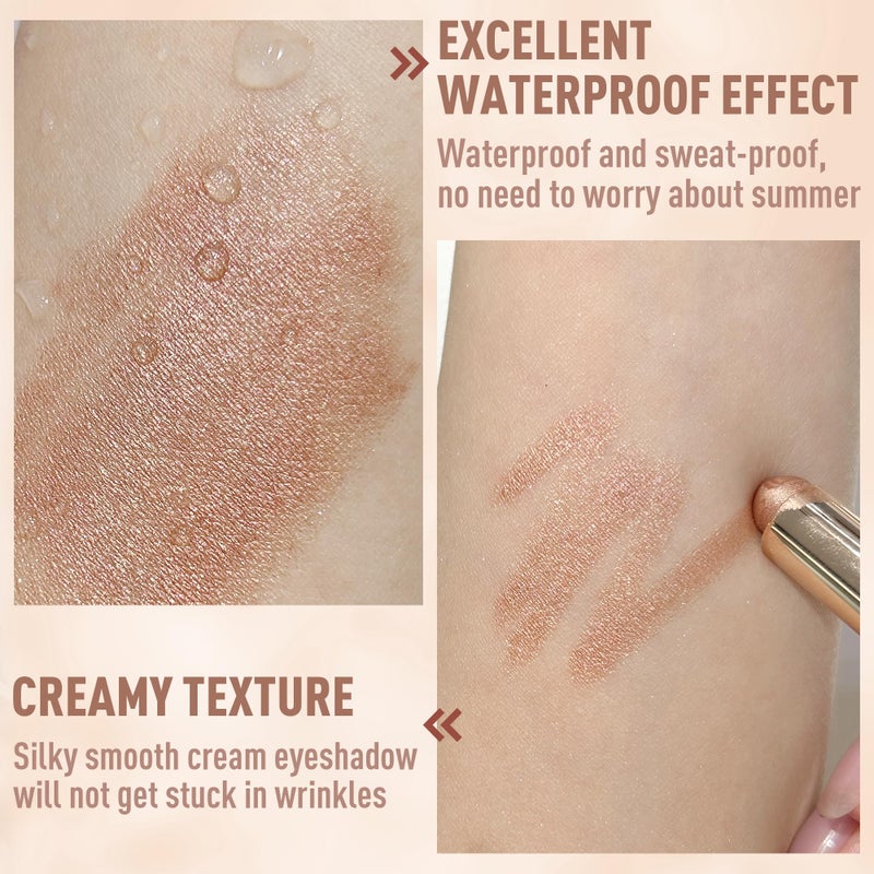 FV قلم ظلال العيون المتلألئ FV، يدوم طويلاً ومقاوم للماء، متعدد الاستخدامات وقلم مكياج ظلال عيون عالي الصبغة، لمسة شيمر الشمبانيا - Image 3