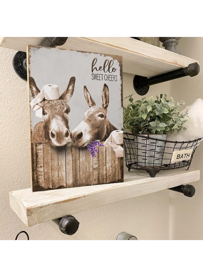 Kateflower Bathroom Decor Canvas Wall Art Donkey Pictures Wall Decor Funny Farmhouse Donkey Painting for Bathroom Toilet Prints Rustic Animals Bathroom Artwork Framed 12"x16" - Image 5
