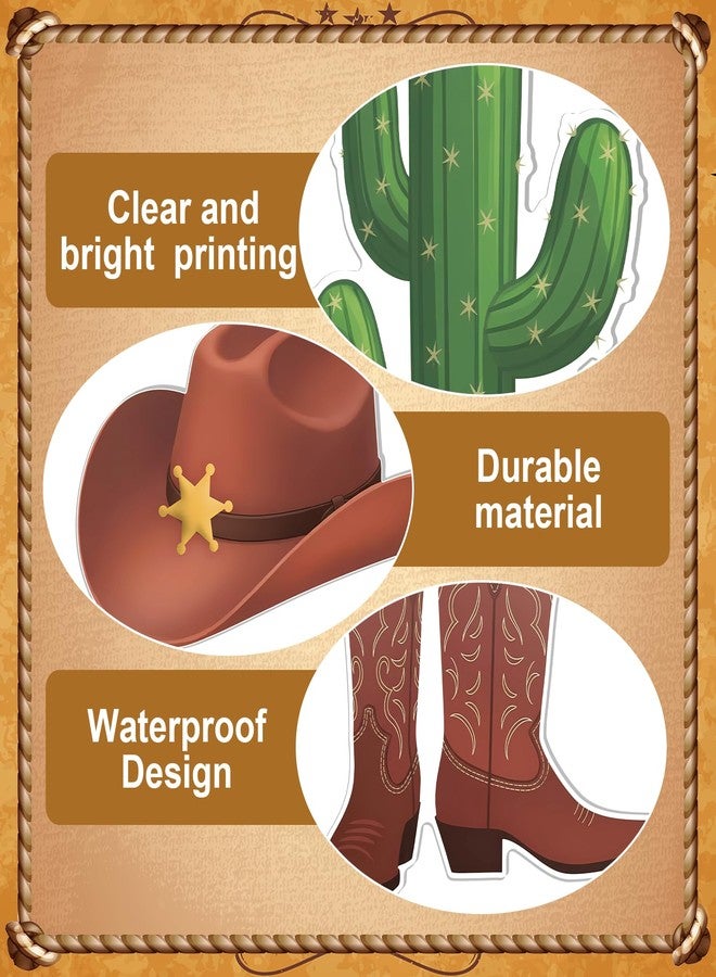 Jiytivity 3 Pcs Western Cowboy Party Decorations Cowboy Country Cardboard Cutout with Hat Boots Cactus Standup for West Decorations Cowgirl Photo Prop Farm Wild Occident Themed Party Supplies - Image 4