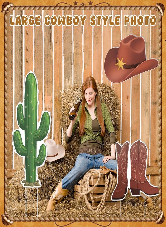 Jiytivity 3 Pcs Western Cowboy Party Decorations Cowboy Country Cardboard Cutout with Hat Boots Cactus Standup for West Decorations Cowgirl Photo Prop Farm Wild Occident Themed Party Supplies - Image 5