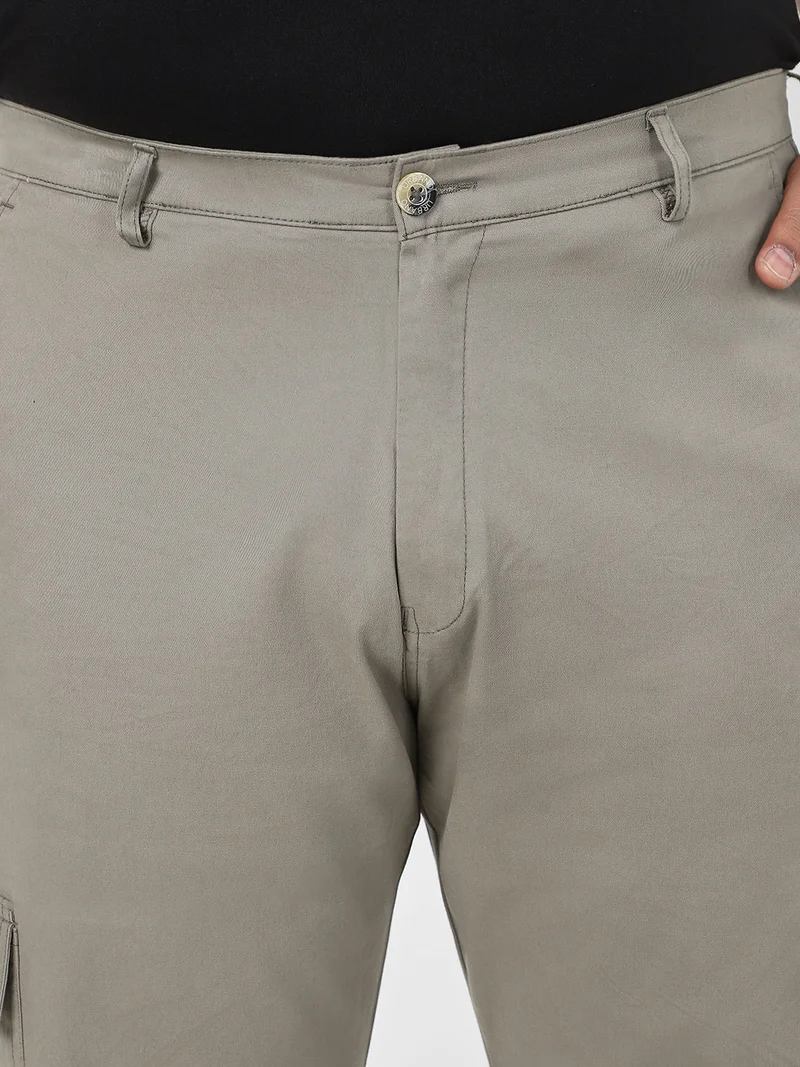 Urbano Fashion  Urbano Plus Men's Light Grey Regular Fit Solid Cargo Chino Pant with 6 Pockets Stretchable for Men | Best Price UAE