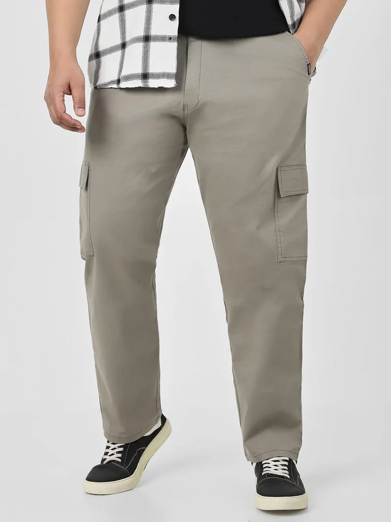 Urbano Plus Men's Light Grey Regular Fit Solid Cargo Chino Pant with 6 Pockets Stretchable