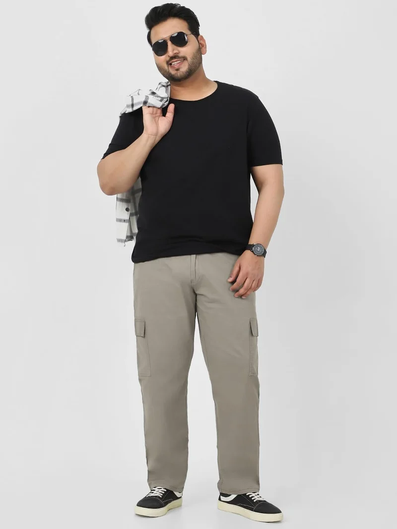 Urbano Fashion  Urbano Plus Men's Light Grey Regular Fit Solid Cargo Chino Pant with 6 Pockets Stretchable for Men | Best Price UAE