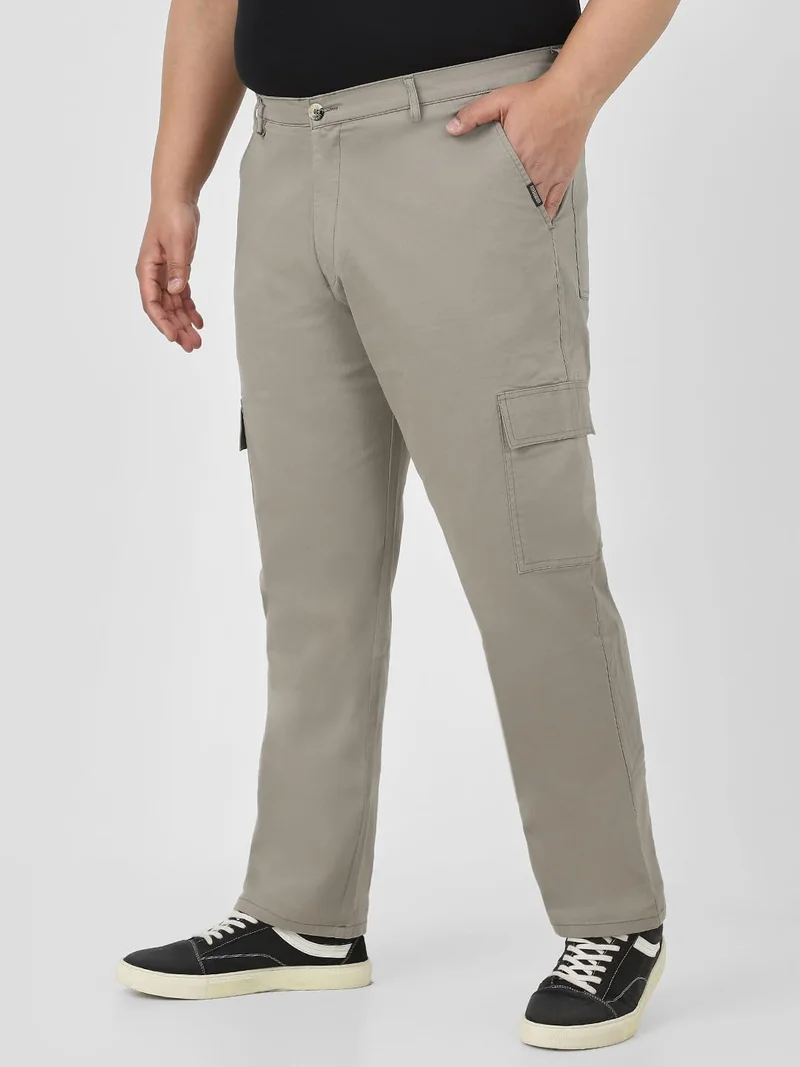 Urbano Fashion  Urbano Plus Men's Light Grey Regular Fit Solid Cargo Chino Pant with 6 Pockets Stretchable for Men | Best Price UAE