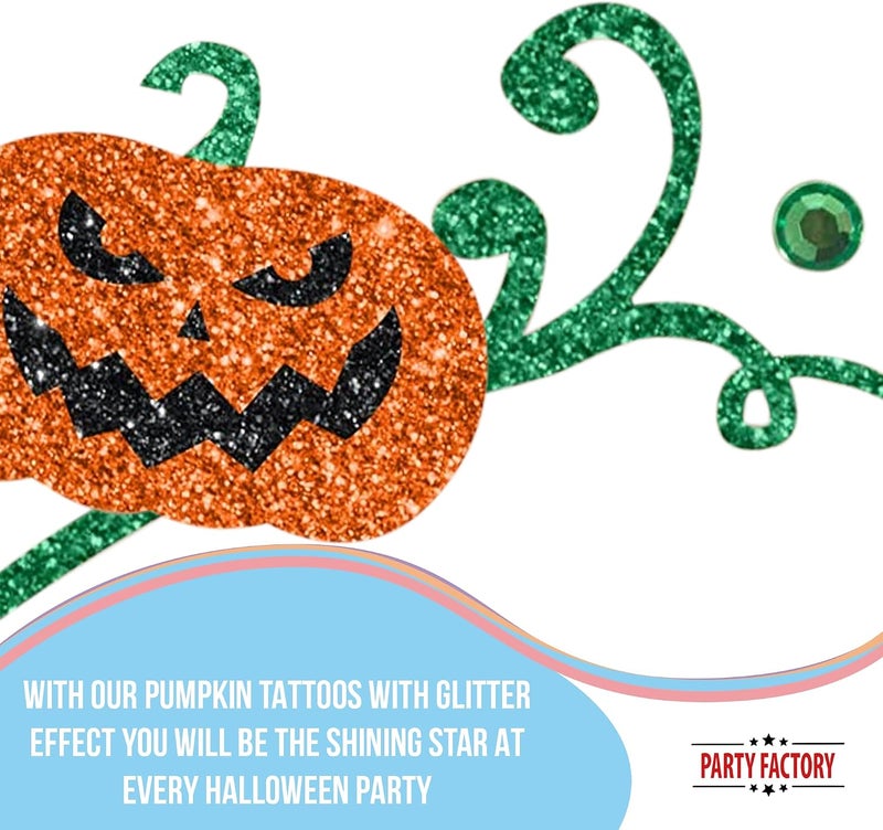Party Factory Room to room portable Pumpkin Face Tattoo, Temporary Glitter Face Tattoo for Theme Party, Halloween & Carnival, Children & Adults Economical varied design options - Image 5
