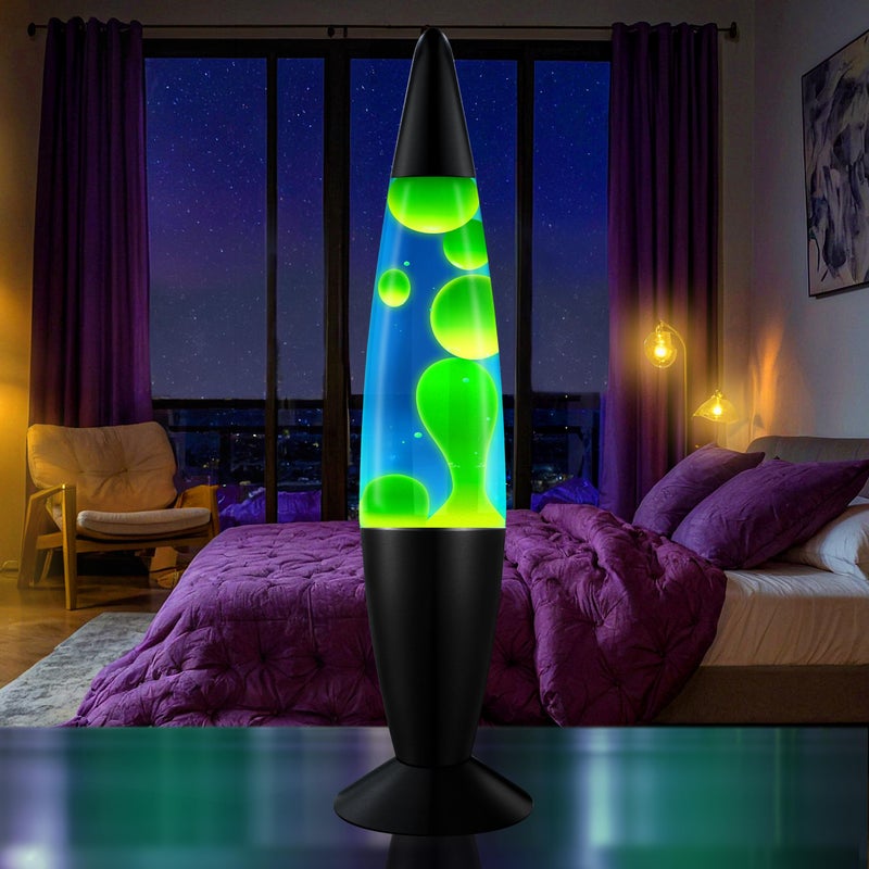 JAMBO 16" Beautiful Lamp- Blue with Yellow/Green Wax, Relaxing Liquid Lamp for Living Room Office Bedroom Adults Teens Kids, Magma Light, Night Light Nightlight, Home Decor - Image 4