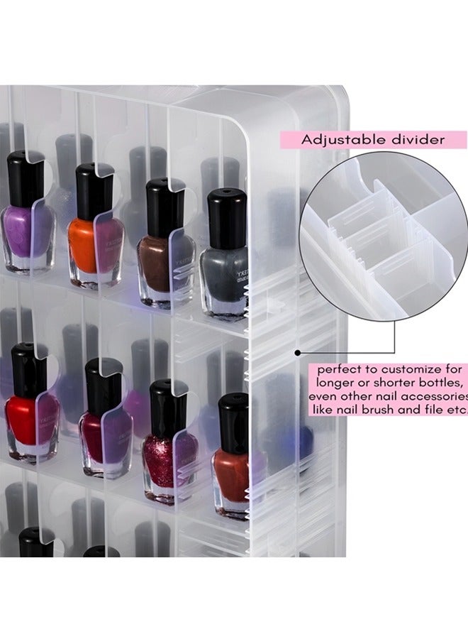 Beauenty Nail Polish Organizer,Universal Nail Storage Organizer,Portable Nail Holder for 48 Bottles with 8 Adjustable Dividers,Space Saver Nail Polish Organizer Case for Nail Bottle Display and Travel - Image 3