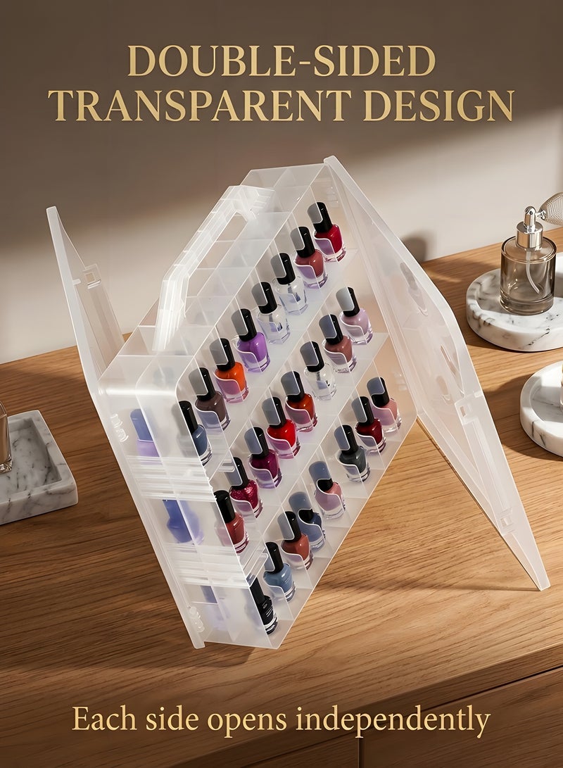 Beauenty Nail Polish Organizer,Universal Nail Storage Organizer,Portable Nail Holder for 48 Bottles with 8 Adjustable Dividers,Space Saver Nail Polish Organizer Case for Nail Bottle Display and Travel - Image 2