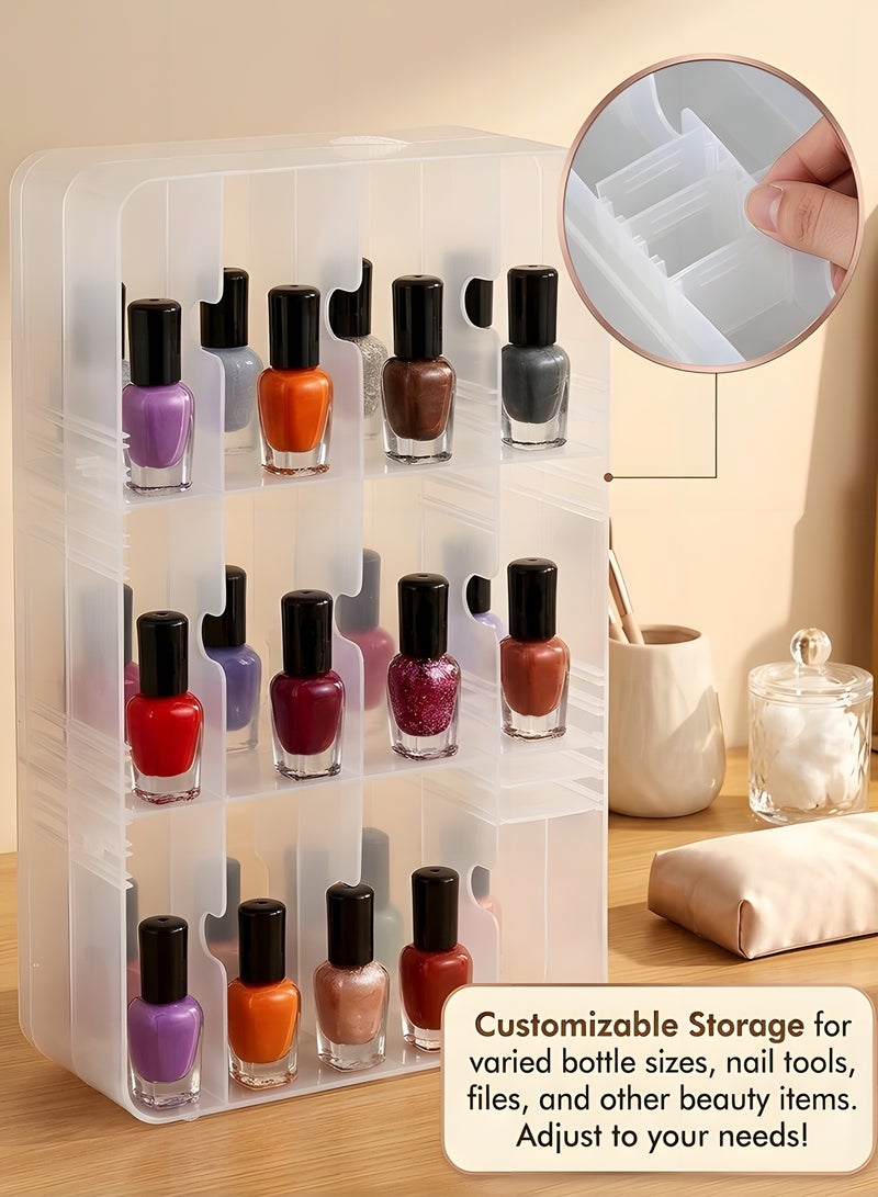 Beauenty Nail Polish Organizer,Universal Nail Storage Organizer,Portable Nail Holder for 48 Bottles with 8 Adjustable Dividers,Space Saver Nail Polish Organizer Case for Nail Bottle Display and Travel - Image 3