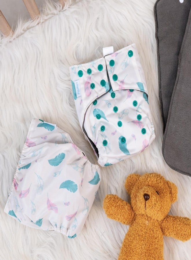 Cherilo Reusable Cloth Diaper for New Born Baby 0 to 3 years, Leakproof, Washable Cloth Diapers, No Side Leakage, Adjustable Free Size Pocket Diaper (Feather Soft Pattern Diaper + 1 Insert) - Image 5
