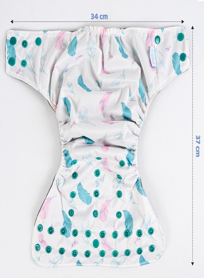 Cherilo Reusable Cloth Diaper for New Born Baby 0 to 3 years, Leakproof, Washable Cloth Diapers, No Side Leakage, Adjustable Free Size Pocket Diaper (Feather Soft Pattern Diaper + 1 Insert) - Image 2