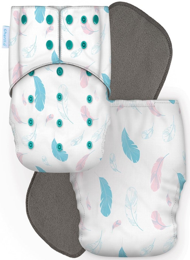Cherilo Reusable Cloth Diaper for New Born Baby 0 to 3 years, Leakproof, Washable Cloth Diapers, No Side Leakage, Adjustable Free Size Pocket Diaper (Feather Soft Pattern Diaper + 1 Insert) - Image 1