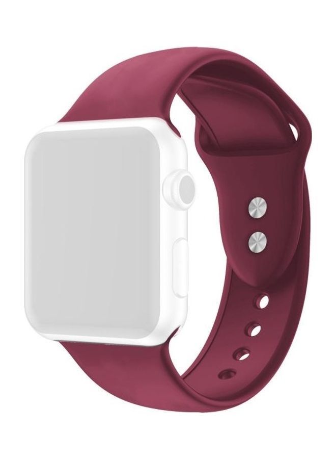 نيبمينينت سوار بديل مزدوج من السيليكون لساعة أبل ووتش سيريز 7/6/5/4/3/2/1/SE 38/40/41 مم أحمر برغندي - Image 1