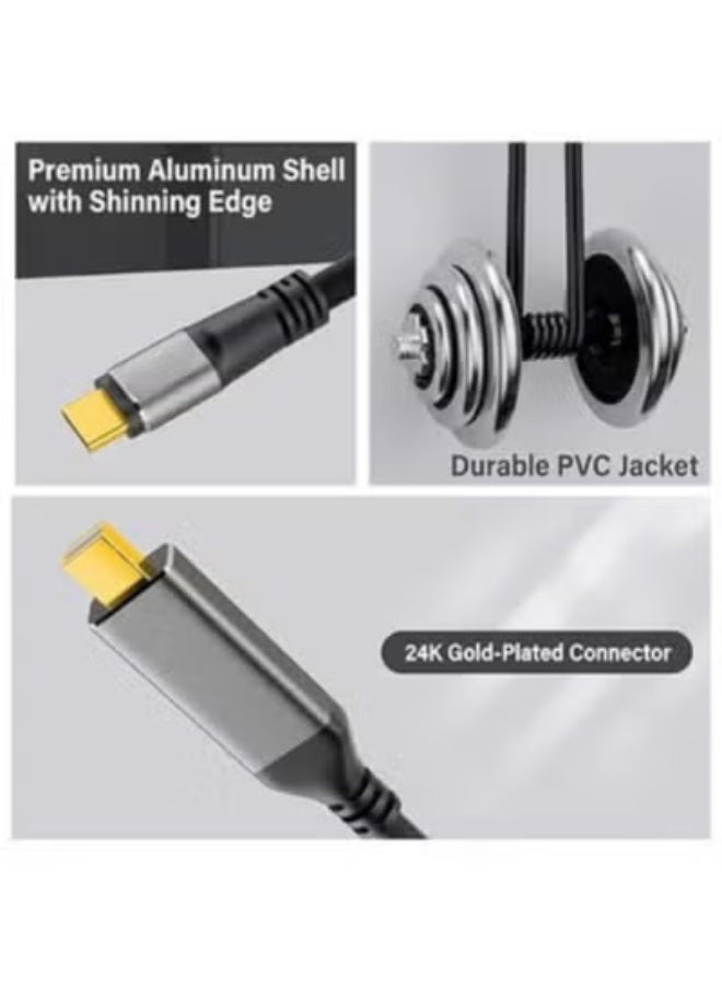 كيبل USB C إلى Mini DisplayPort بطول 1.2 متر – وصلة فيديو بدقة 4K@60Hz متوافقة مع Thunderbolt 3/4 للهواتف واللابتوبات والشاشات - Image 3