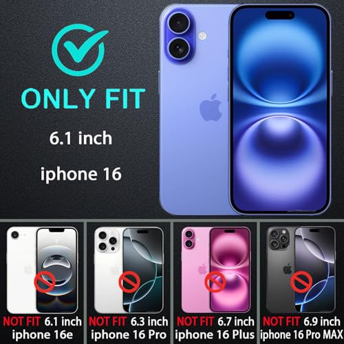 YKHJKLEC for iPhone 16 Case, Military Grade 3 in 1 Heavy Duty Shockproof/Drop Proof/Dust Proof Case with 2Pcs Tempered Glass Screen Protector (Black/Grey) - Image 2