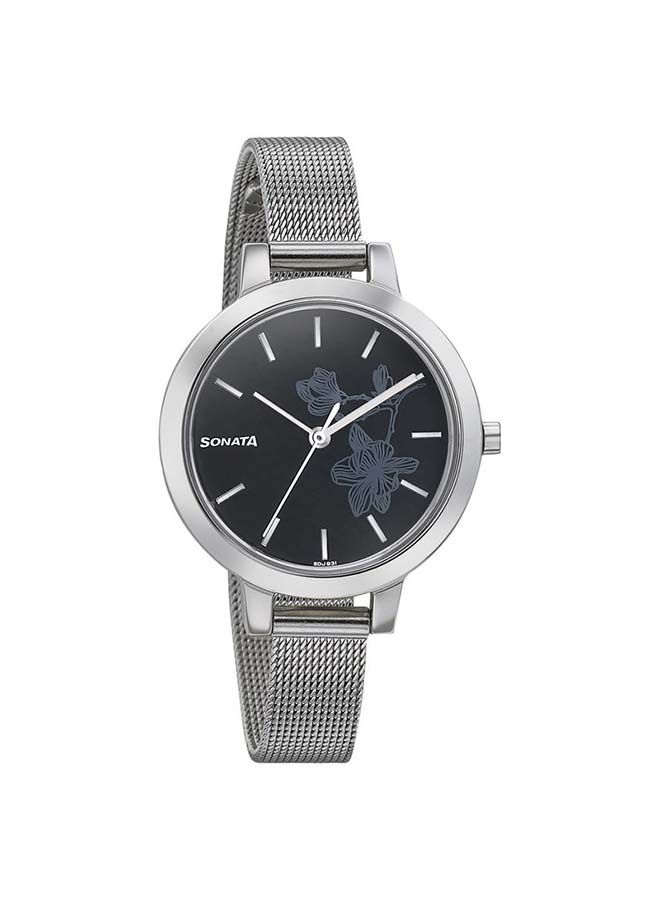 Sonata Round Shape Stainless Steel Analog Wrist Watch 8141SM09 - 32 mm - Silver - Image 1
