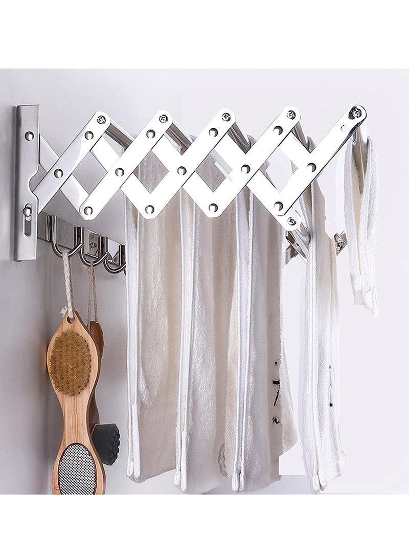 DubaiGallery Wall Mounted Retractable Folding Clothes Drying Rack Bathroom Towel Bar Washing Line Dryer for Laundry Room Space Saver Organizer  - Image 2