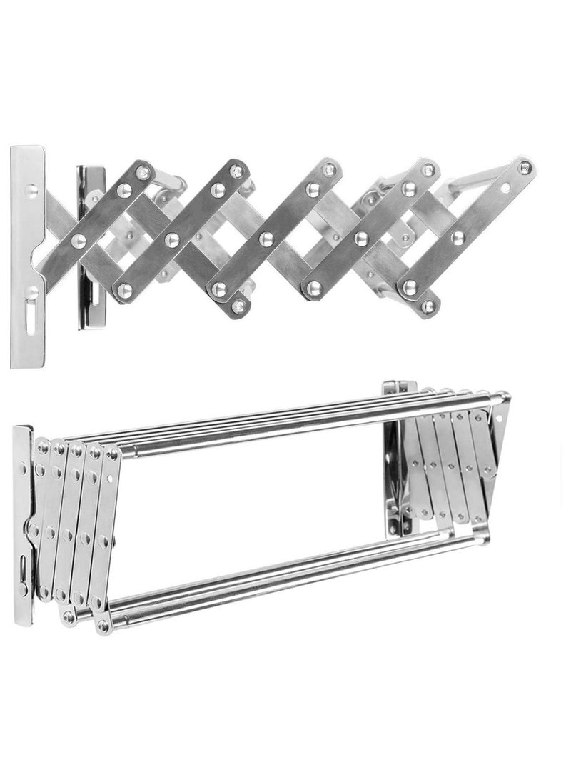 DubaiGallery Wall Mounted Retractable Folding Clothes Drying Rack Bathroom Towel Bar Washing Line Dryer for Laundry Room Space Saver Organizer  - Image 3