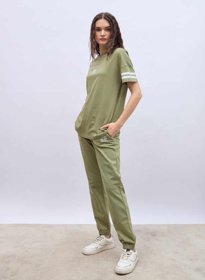 Styli Slogan Print Oversized T-Shirt and Joggers Co-Ords  - Image 3