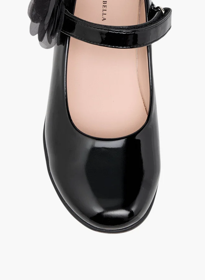 Flora Bella By Shoexpress Girls Floral Accent Mary Jane School Shoes with Hook and Loop Closure